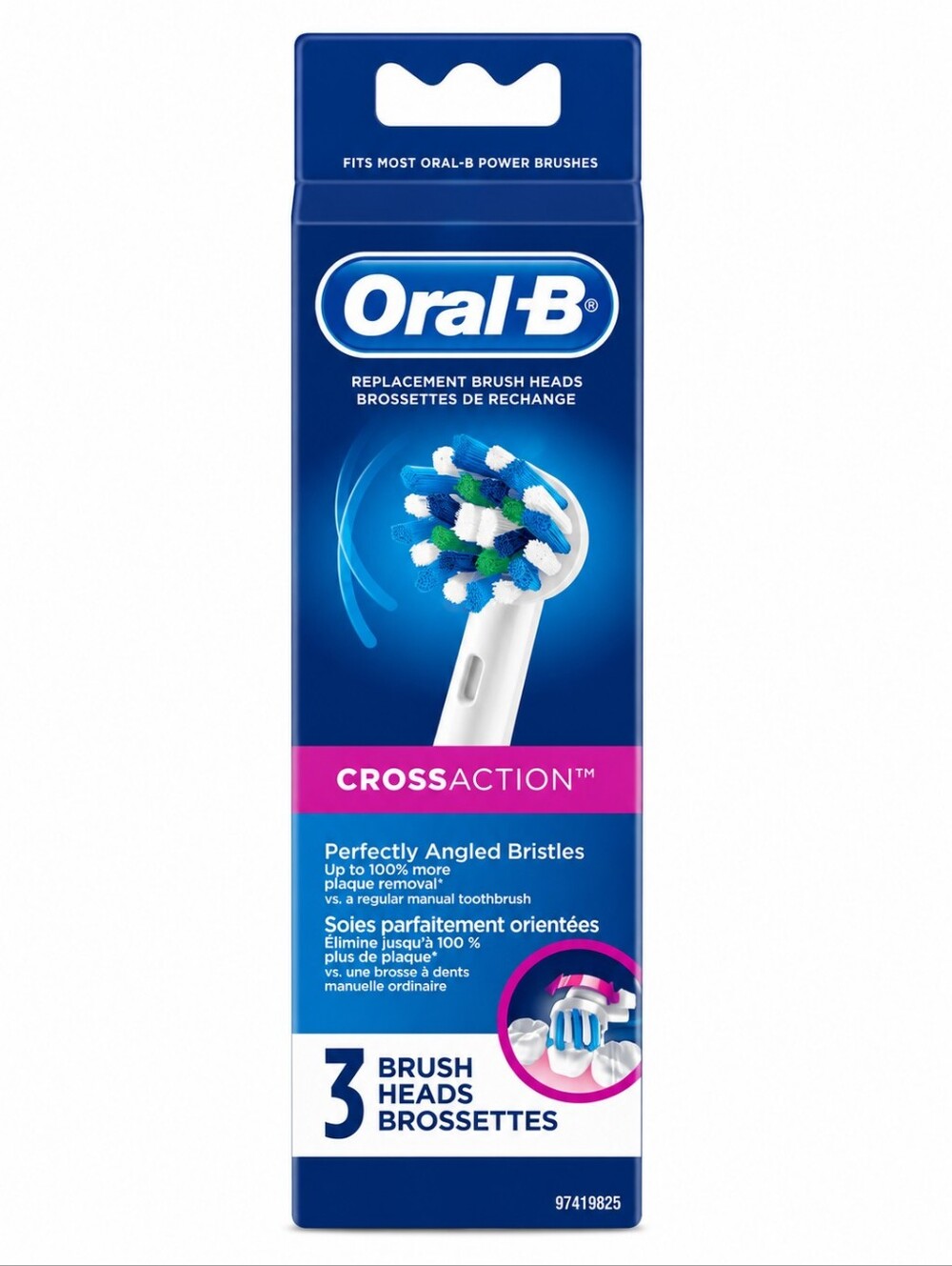 Oral B Cross Action Brush Heads, 3 Count